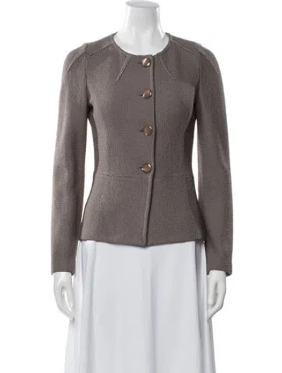 Pre-owned St John Wool Blazer In Gray