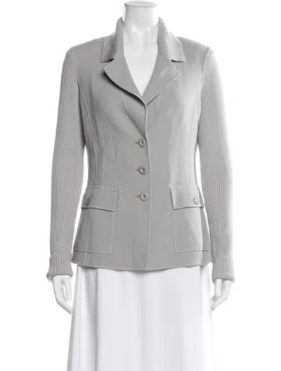 Pre-owned St John Wool Blazer In Gray