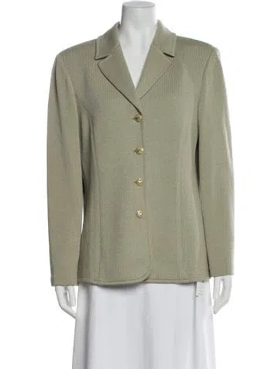 Pre-owned St John Wool Blazer In Green
