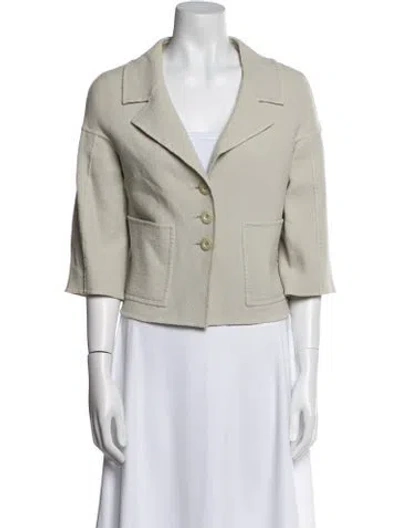 Pre-owned St John Wool Blazer In Green