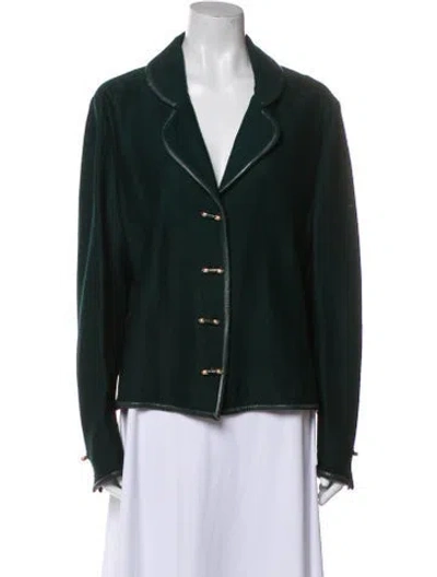 Pre-owned St John Wool Blazer In Green