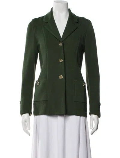 Pre-owned St John Wool Blazer In Green