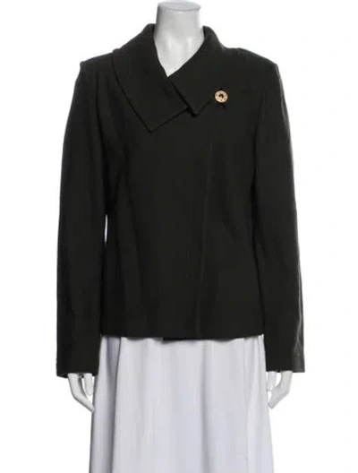 Pre-owned St John Wool Blazer In Green