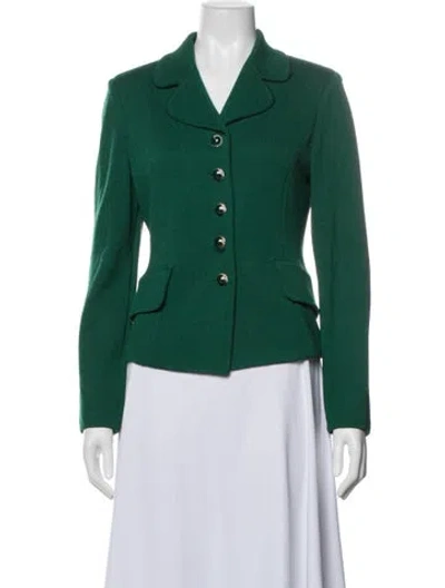 Pre-owned St John Wool Blazer In Green