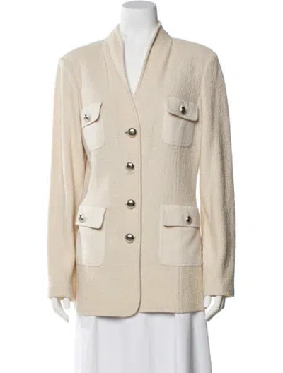 Pre-owned St John Wool Blazer In Neutral