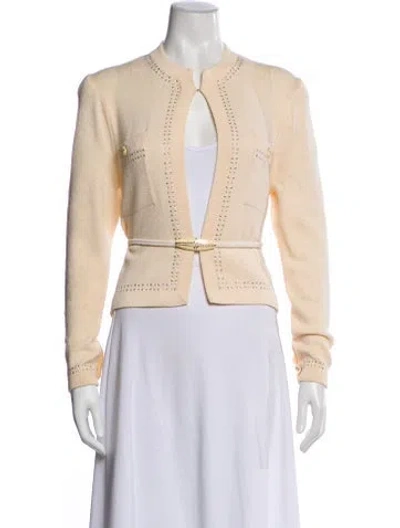 Pre-owned St John Wool Blazer In Neutrals/white