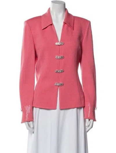 Pre-owned St John Wool Blazer In Pink