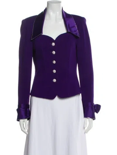 Pre-owned St John Wool Blazer In Purple