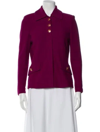 Pre-owned St John Wool Blazer In Purple