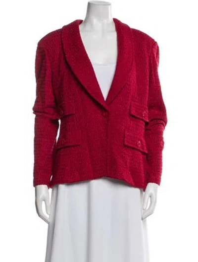 Pre-owned St John Wool Blazer In Red