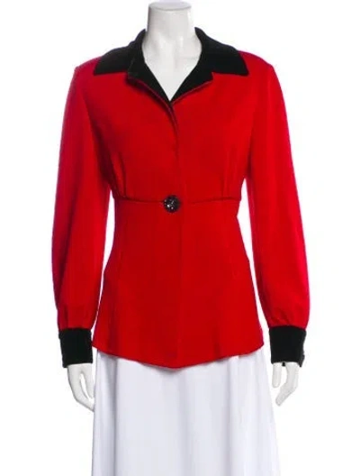 Pre-owned St John Wool Blazer In Red