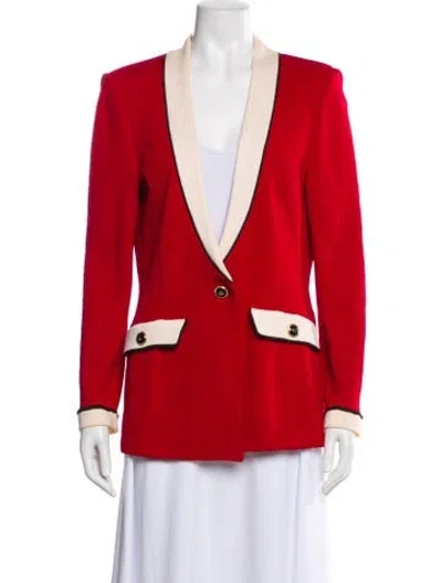 Pre-owned St John Wool Blazer In Red