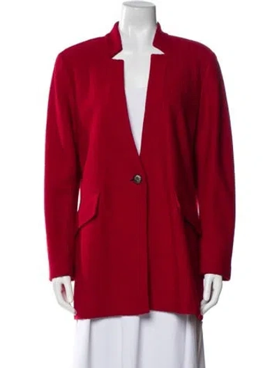 Pre-owned St John Wool Blazer In Red