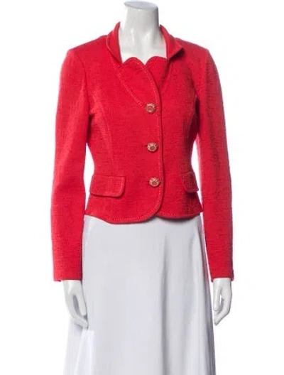 Pre-owned St John Wool Blazer In Red