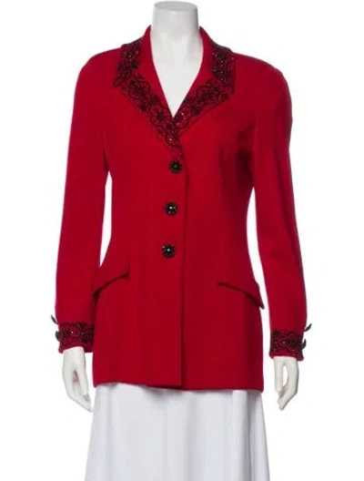 Pre-owned St John Wool Blazer In Red