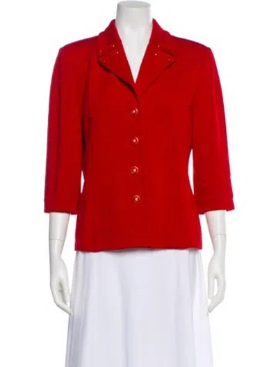 Pre-owned St John Wool Blazer In Red