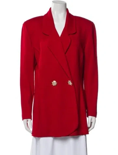 Pre-owned St John Wool Blazer In Red