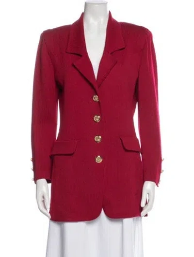 Pre-owned St John Wool Blazer In Red