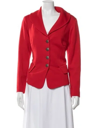 Pre-owned St John Wool Blazer In Red