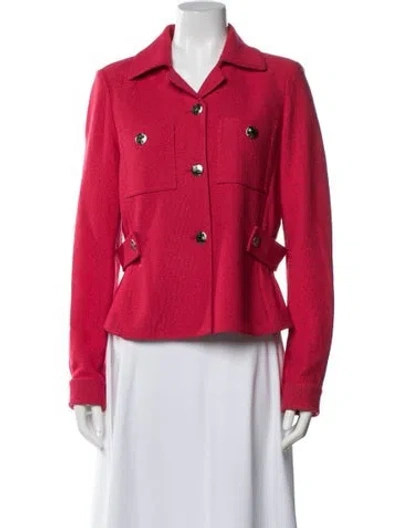 Pre-owned St John Wool Blazer In Red