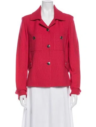 Pre-owned St John Wool Blazer In Red