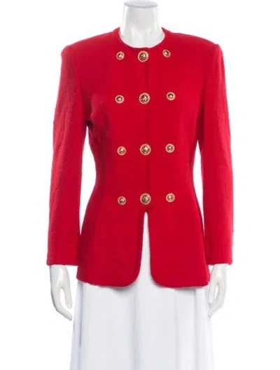Pre-owned St John Wool Blazer In Red