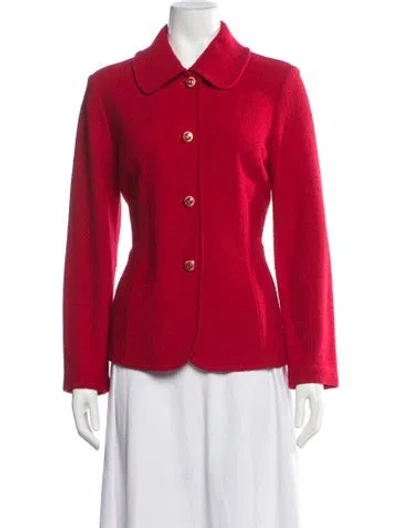 Pre-owned St John Wool Blazer In Red