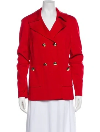 Pre-owned St John Wool Blazer In Red
