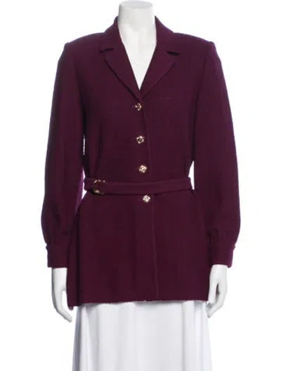 Pre-owned St John Wool Blazer W/ Tags In Burgundy