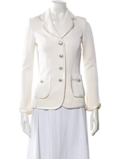 Pre-owned St John Wool Blazer In White
