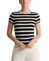 St John St. John Breton Stripe Wool Blend Sweater In Green