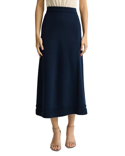 St John Wool Blend Knit Midi Skirt In Blue