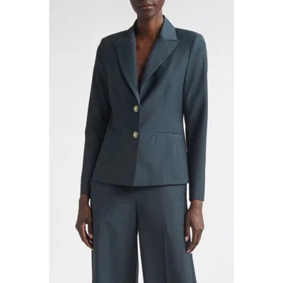 St John St. John Wool Blend Stretch Mélange Jacket In Blue
