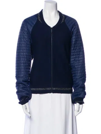 Pre-owned St John Wool Bomber Jacket In Blue