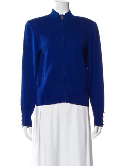 Pre-owned St John Wool Bomber Jacket In Blue