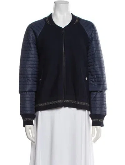Pre-owned St John Wool Bomber Jacket In Blue