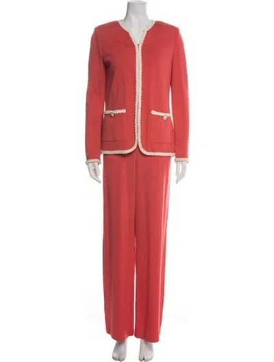 Pre-owned St John Wool Braided Accents Pant Set In Orange