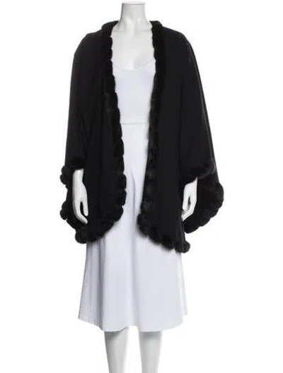 Pre-owned St John Wool Cape In Black
