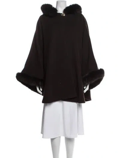 Pre-owned St John Wool Cape In Brown