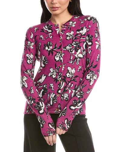 St John St. John Wool Cardigan In Purple
