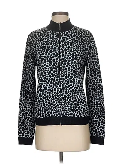 Pre-owned St John Wool Cardigan Sweater In Black