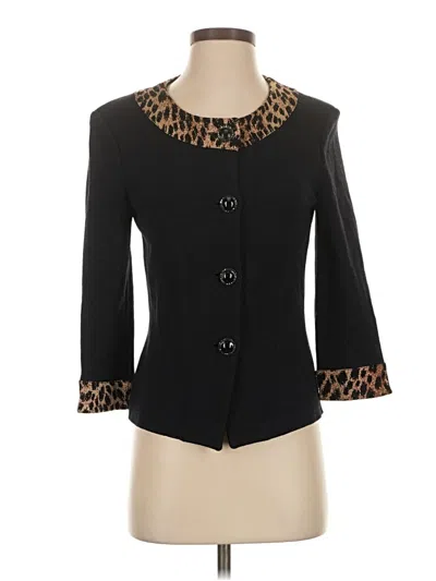 Pre-owned St John Wool Cardigan Sweater In Black