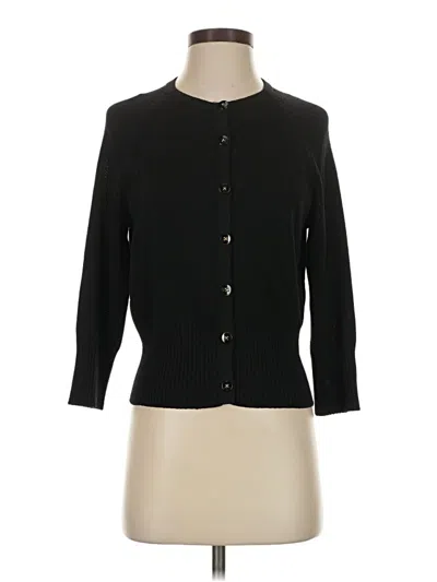 Pre-owned St John Wool Cardigan Sweater In Black