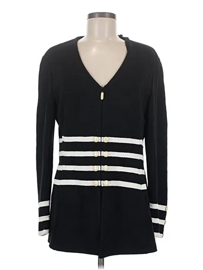 Pre-owned St John Wool Cardigan Sweater In Black