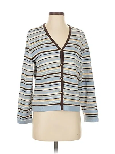 Pre-owned St John Wool Cardigan Sweater In Blue