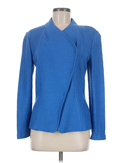 Pre-owned St John Wool Cardigan Sweater In Blue
