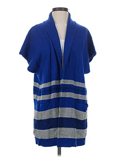 Pre-owned St John Wool Cardigan Sweater In Blue