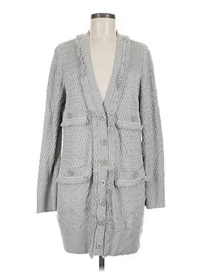 Pre-owned St John Wool Cardigan Sweater In Gray