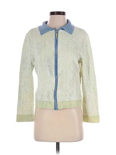 Pre-owned St John Wool Cardigan Sweater In Green