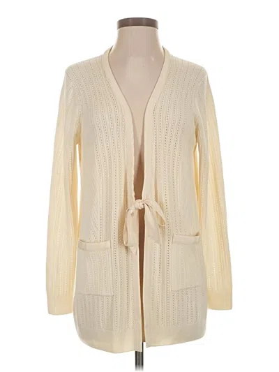 Pre-owned St John Wool Cardigan Sweater In Ivory